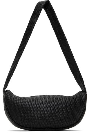 St. Agni Black Woven Crescent Bag