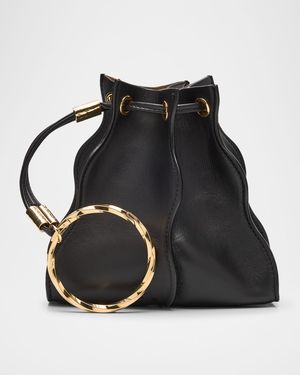 Adria Pleated Wave Pochette Bucket Bag