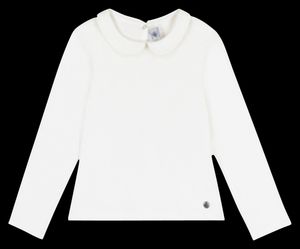 Petit Bateau - Tee-shirt col claudine en coton bio - Taille 12A - Blanc