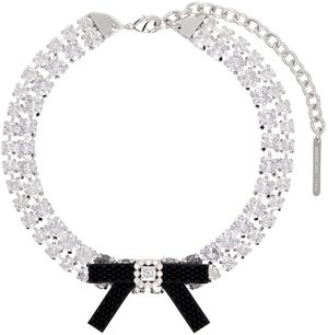 SHUSHU/TONG SSENSE Exclusive Silver YVMIN Edition Rubber Bow Crystal Choker