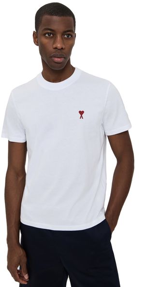 AMI ADC Classic Fit Red Logo Tee White L