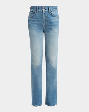 Summer Stone Washed Denim Straight-Leg Pants
