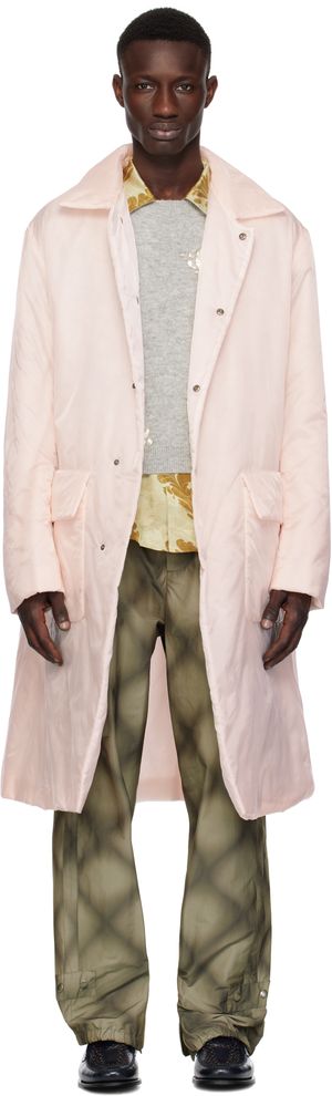 Dries Van Noten Pink Loose Fit Mac Coat