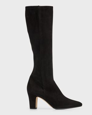 Pitana Suede Block-Heel Knee Boots