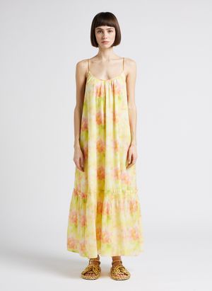 Scotch And Soda - Robe longue col rond imprimé floral - Taille 40 - Jaune