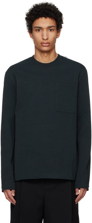 Jil Sander Navy Logo Flag Long Sleeve T-shirt