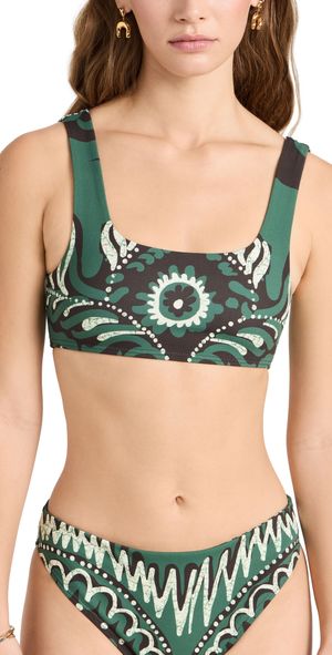 Sea Charlough Print Bikini Top Green XXS