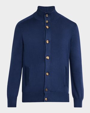 Men's Cotton Button-Front Cardigan Sweater