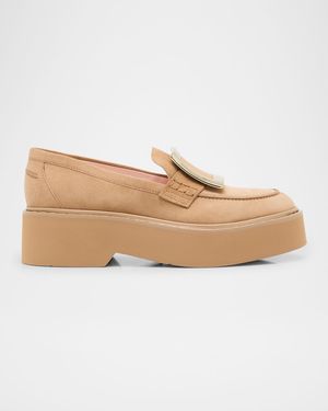 Viv Rangers Suede Metal-Buckle Loafers