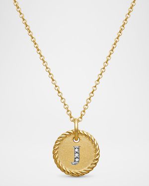 Cable Collectibles Initial Pendant Necklace with Diamonds in 18K Gold, 10mm, 16-18"L