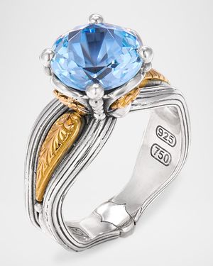Kyma Silver and Gold Sky Blue Topaz Ring