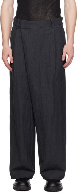 Juun.J Pantalon gris en laine lavée