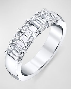 Platinum 5 Stone Band with Emerald Cut Diamonds, 2.50ct