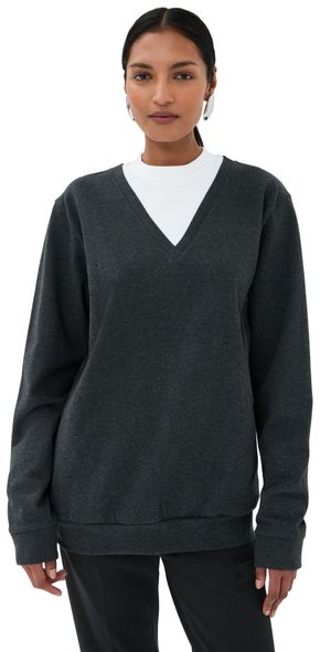 Tibi Perfect T-Shirt Trompe L'oeil Top Grey Multi L