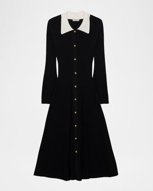 Philippa Long-Sleeve Ribbed Midi Dress