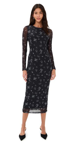 Another Girl Charm Doodle Print Dress Black L