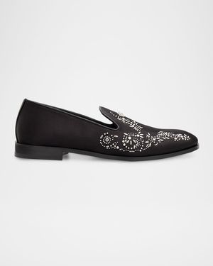 Men's Medusa Strass Satin Slippers
