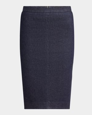 Stretch Denim Tailored Skirt