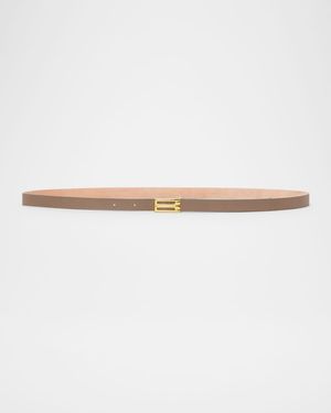 Gold-Plated B-Logo Skinny Leather Belt