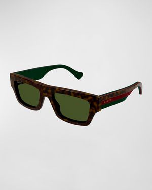 Men's Rectangle Acetate Sunglasses with Logo