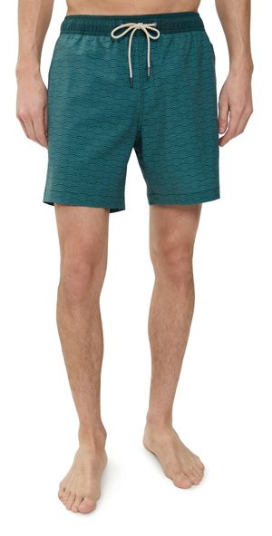 Fair Harbor The Bayberry Swim Trunks 7 Green Waves M