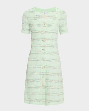 Textured Plaid Knit Sweater Dress