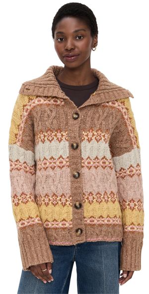 Faherty Highland Fairisle Cardigan Lakeside Fair Isle Haze S