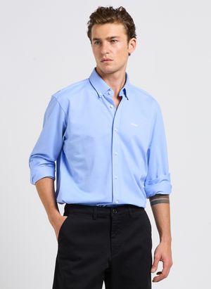 Boss - Chemise à col classique en coton mélangé - Taille 45 - Bleu