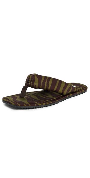 The Attico Indie Flat Thong Sandals Dark/Green/Dark Brown 37