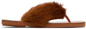 Dries Van Noten Tan Calf-Hair Flip Flops