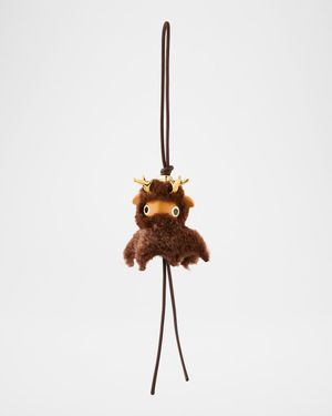 Fawnie Deer Bag Charm in Acetate & Shearling