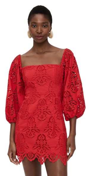 Cara Cara Montauk Dress Red Embroidered Eyelet XXL