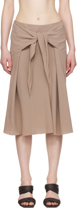 Rick Owens Taupe Hollywood Strutter Midi Skirt