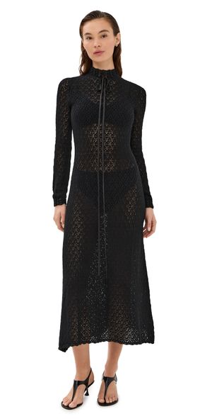 Tanner Fletcher Patsy Pointelle Midi Dress Black 0