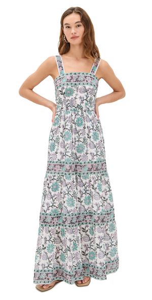 Bell Fran Maxi Dress Light Turq Purple Floral M