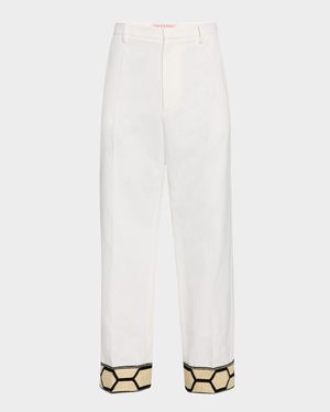 Men's Canvas Pants with Jacquard Cuffs