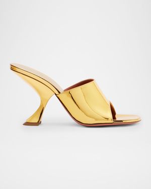 90mm Taylor Metallic Leather Mule Pumps
