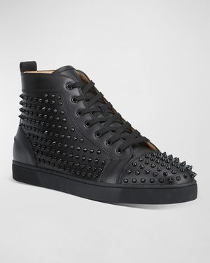 Men's Louis Mid-Top Spiked Leather Sneakers