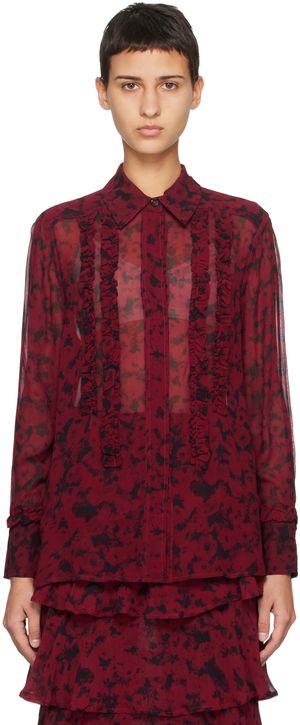 GANNI Red & Black Printed Shirt