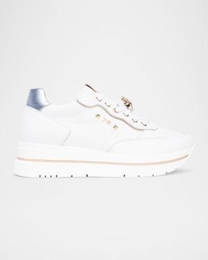 Leather Jeweled Low-Top Sneakers