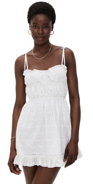For Love & Lemons Edie Eyelet Slip Dress White L