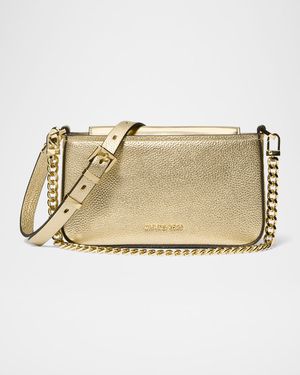 Small Metallic Leather Pouchette Crossbody Bag