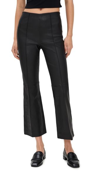 rag & bone Irina Leather Kick Flare Pants Black 10