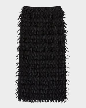 Ribbon Fringe Straight Midi Skirt