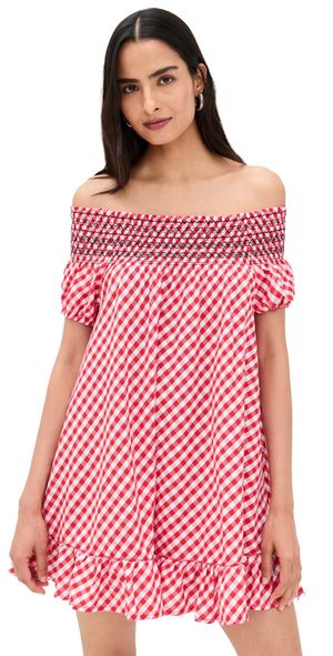 Frankies Bikinis Ruby Poplin Minidress Cherry Picnic M