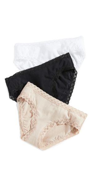 Natori Bliss Girl Briefs 3-Pack Black/Cafe/White L