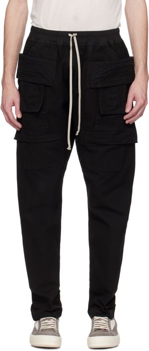 Rick Owens DRKSHDW Pantalon cargo Creatch noir à cordon coulissant - Hollywood
