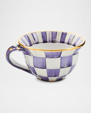 Plum Check Ceramic Teacup