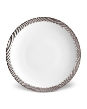 Corde Dinner Plate, White/Silver