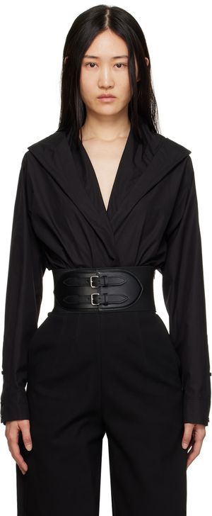 ALAÏA Black Hooded Bodysuit